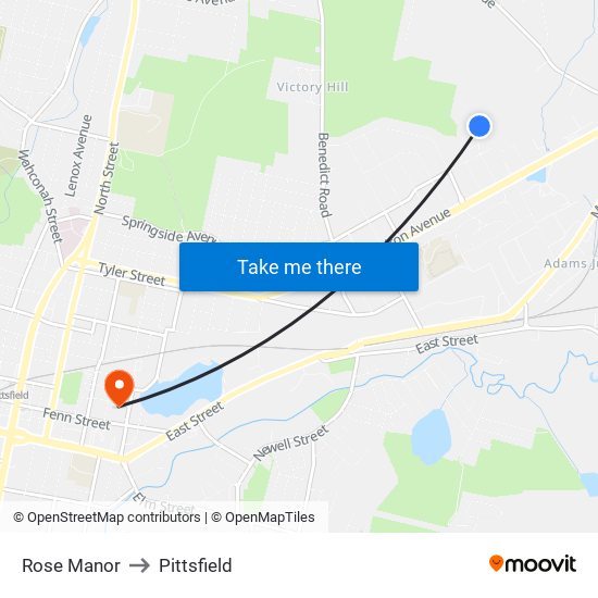 Rose Manor to Pittsfield map