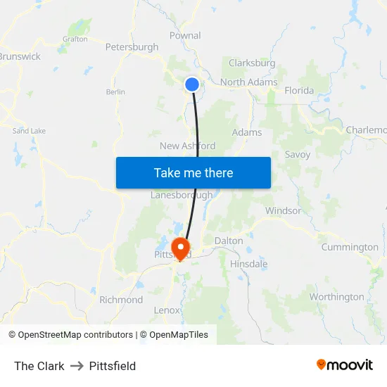 The Clark to Pittsfield map