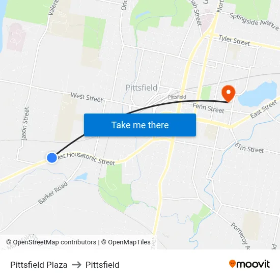 Pittsfield Plaza to Pittsfield map