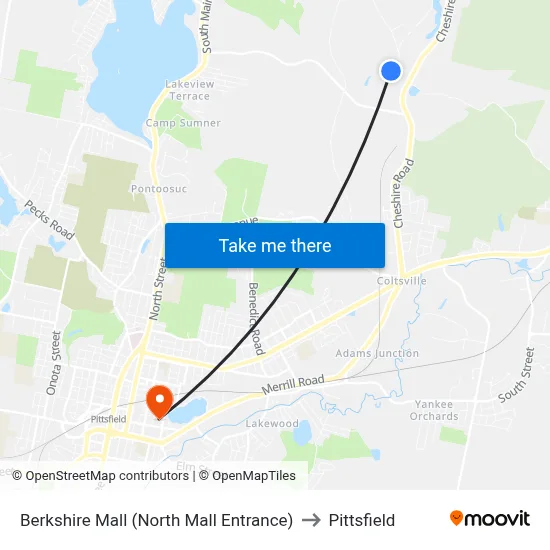 Berkshire Mall (North Mall Entrance) to Pittsfield map