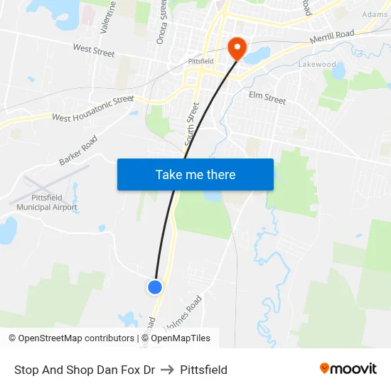 Stop And Shop Dan Fox Dr to Pittsfield map