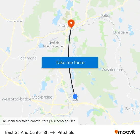 East St. And Center St. to Pittsfield map