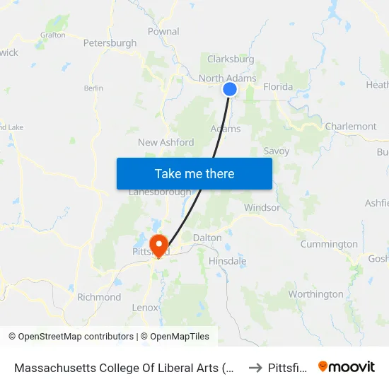 Massachusetts College Of Liberal Arts (Mcla) to Pittsfield map