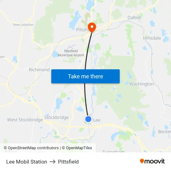 Lee Mobil Station to Pittsfield map