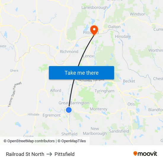 Railroad St North to Pittsfield map