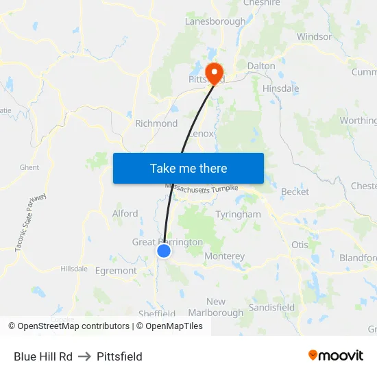 Blue Hill Rd to Pittsfield map