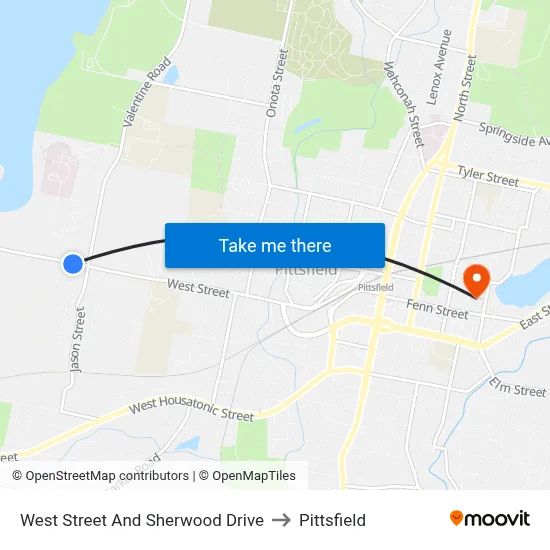 West Street And Sherwood Drive to Pittsfield map