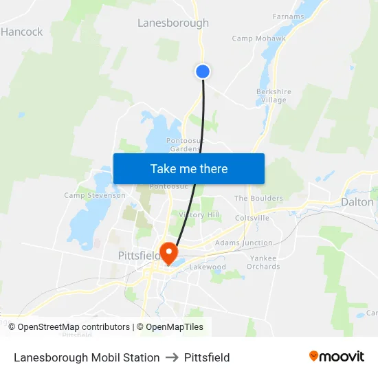 Lanesborough Mobil Station to Pittsfield map