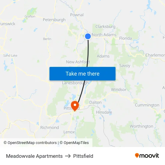 Meadowvale Apartments to Pittsfield map