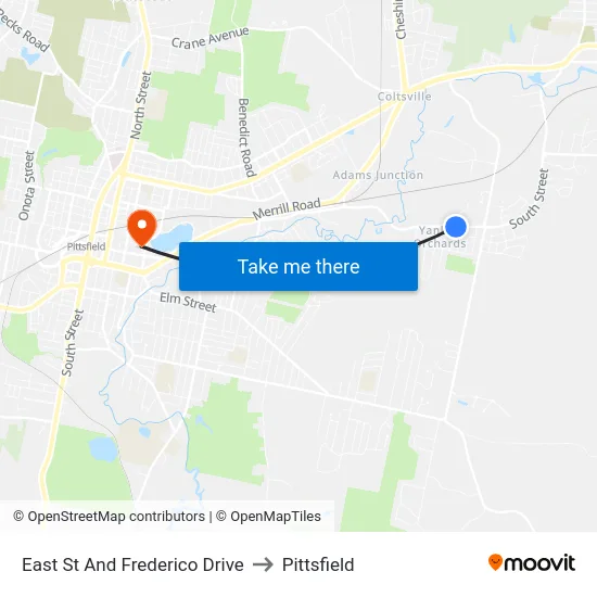 East St And Frederico Drive to Pittsfield map