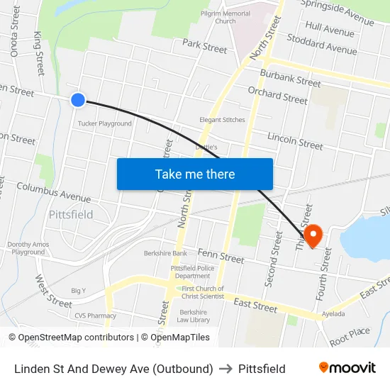 Linden St And Dewey Ave (Outbound) to Pittsfield map