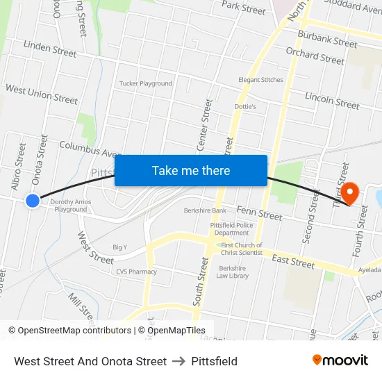 West Street And Onota Street to Pittsfield map