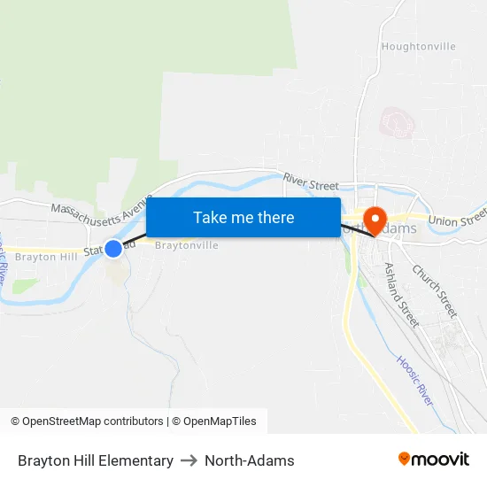 Brayton Hill Elementary to North-Adams map