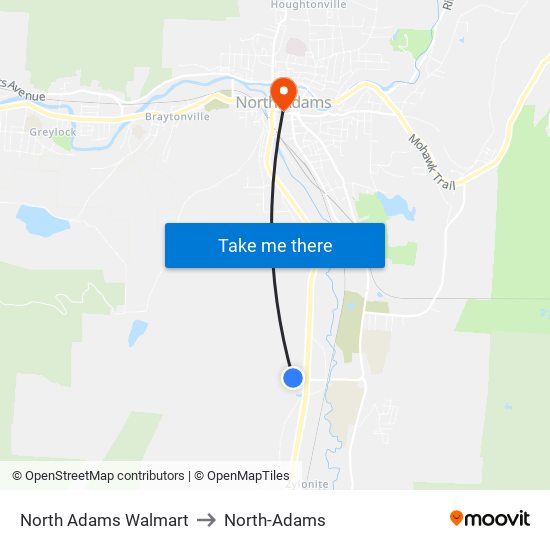 North Adams Walmart to North-Adams map