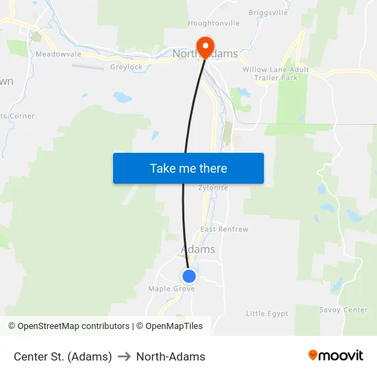 Center St. (Adams) to North-Adams map