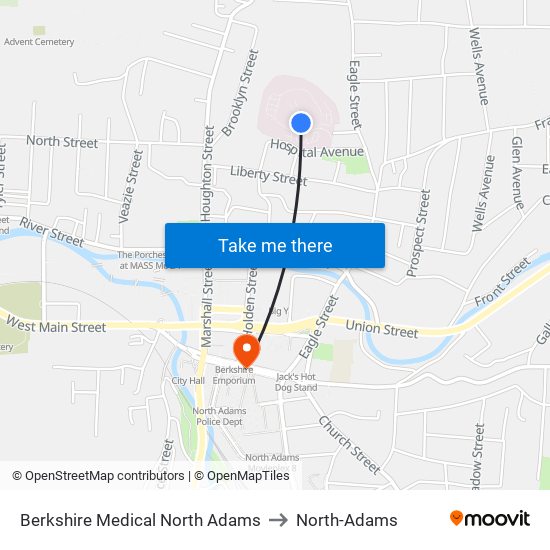 Berkshire Medical North Adams to North-Adams map