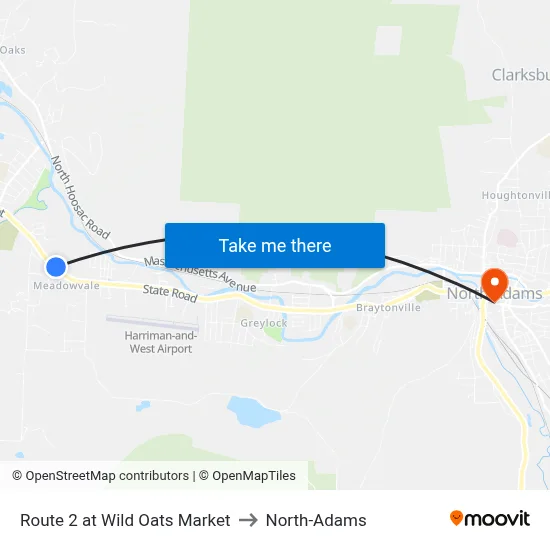 Route 2 at Wild Oats Market to North-Adams map