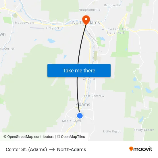 Center St. (Adams) to North-Adams map