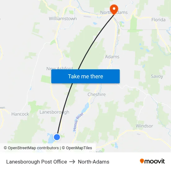 Lanesborough Post Office to North-Adams map