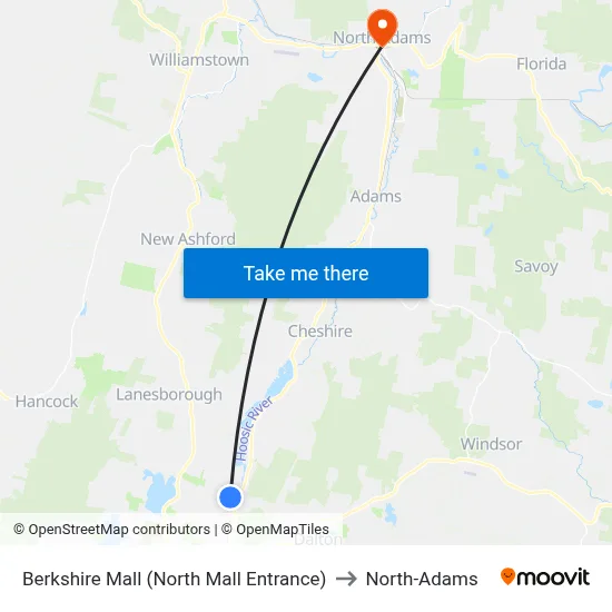 Berkshire Mall (North Mall Entrance) to North-Adams map