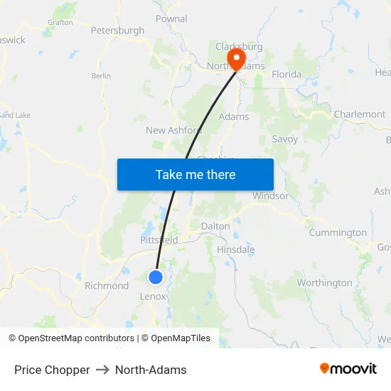 Price Chopper to North-Adams map