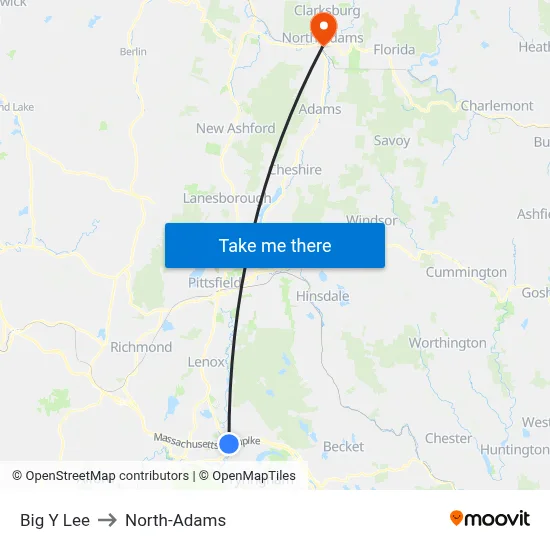 Big Y Lee to North-Adams map