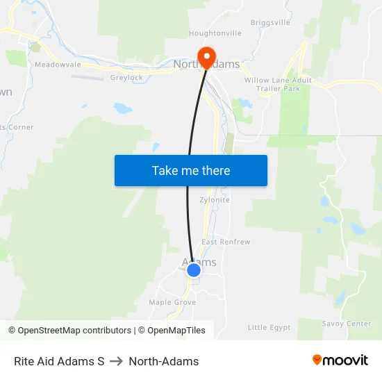 Rite Aid Adams S to North-Adams map