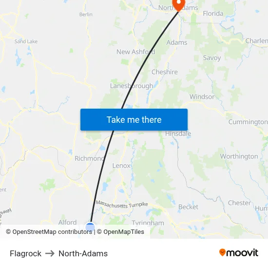 Flagrock to North-Adams map