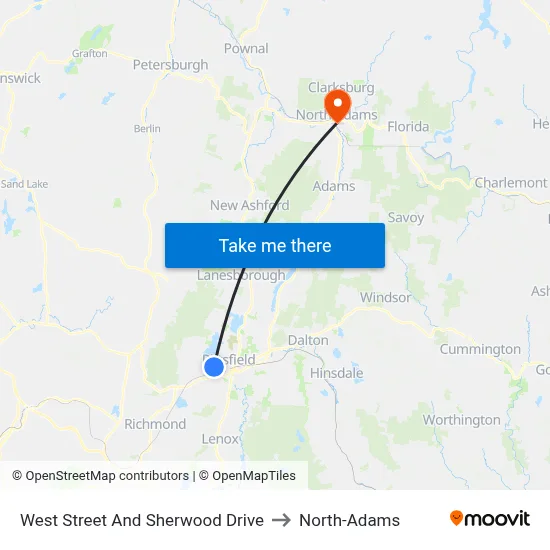 West Street And Sherwood Drive to North-Adams map