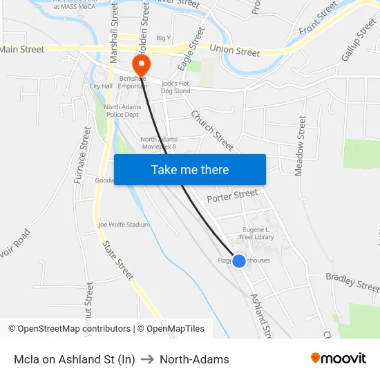 Mcla on Ashland St (In) to North-Adams map