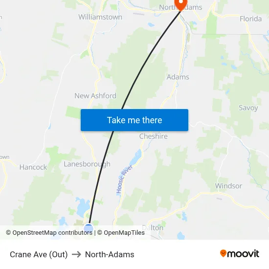 Crane Ave (Out) to North-Adams map