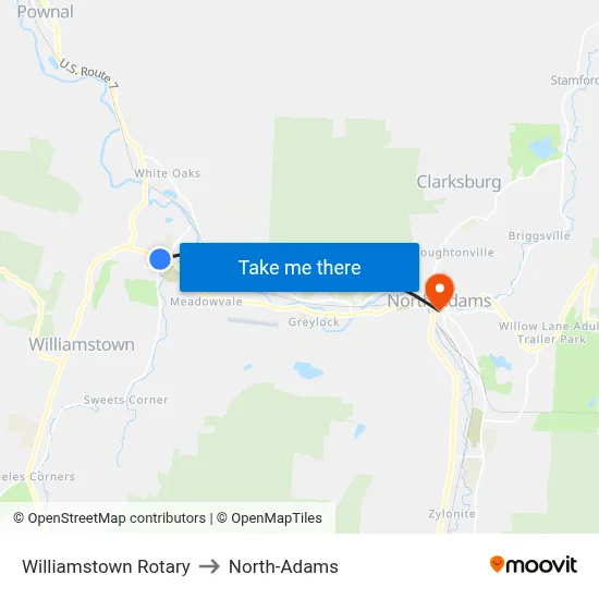Williamstown Rotary to North-Adams map