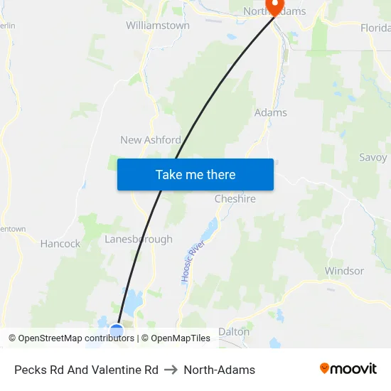 Pecks Rd And Valentine Rd to North-Adams map