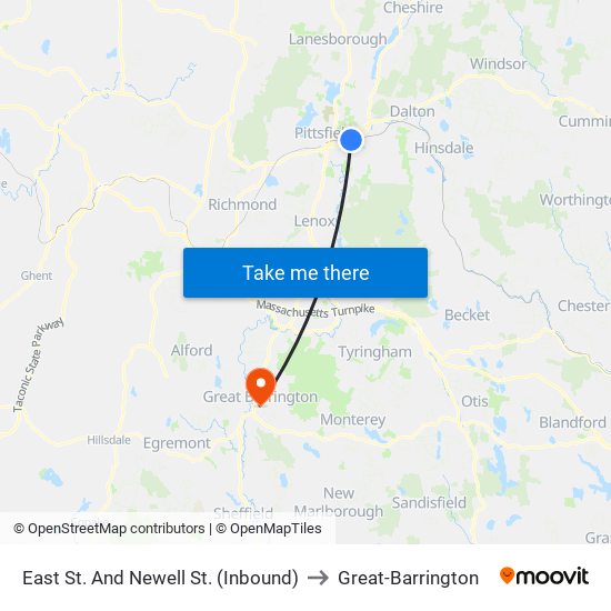 East St. And Newell St. (Inbound) to Great-Barrington map