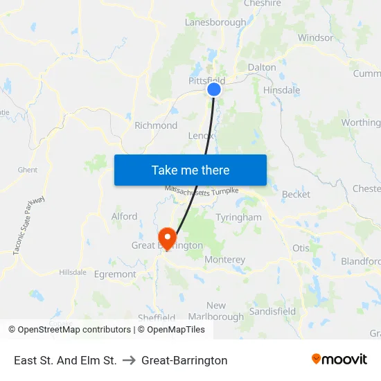 East St. And Elm St. to Great-Barrington map