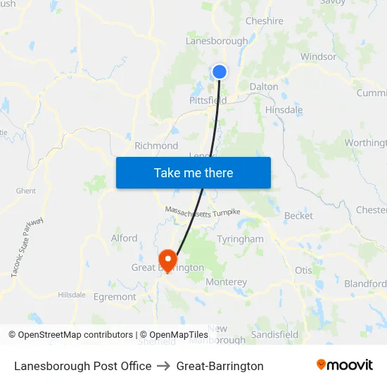 Lanesborough Post Office to Great-Barrington map