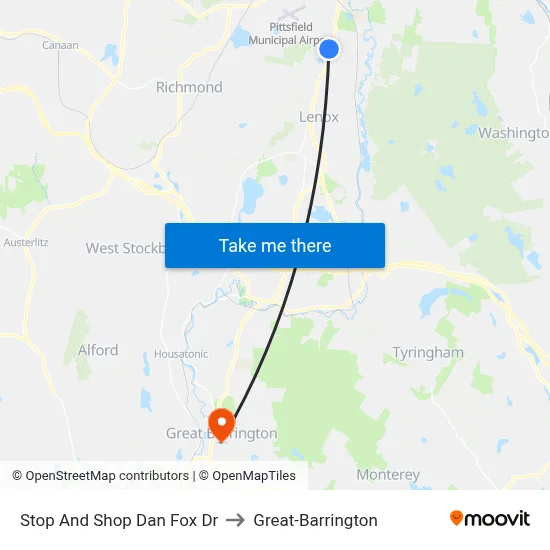 Stop And Shop Dan Fox Dr to Great-Barrington map