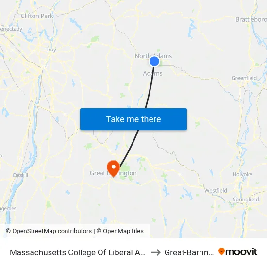 Massachusetts College Of Liberal Arts (Mcla) to Great-Barrington map