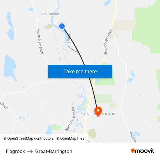 Flagrock to Great-Barrington map