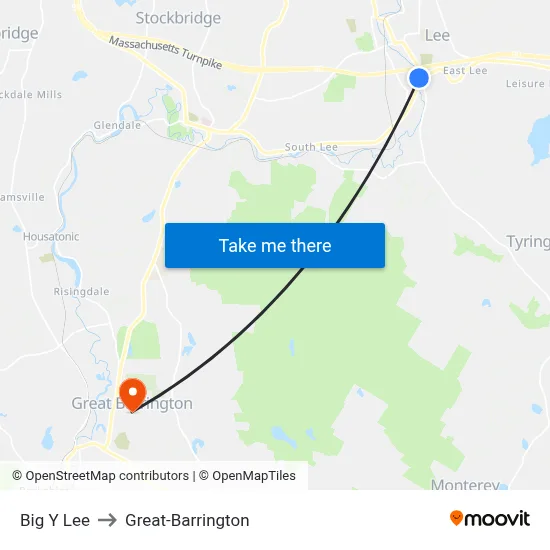 Big Y Lee to Great-Barrington map