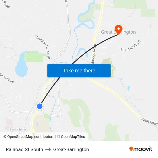 Railroad St South to Great-Barrington map