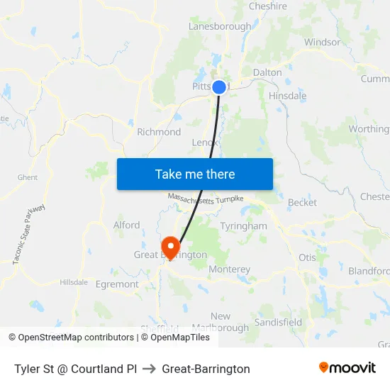 Tyler St @ Courtland Pl to Great-Barrington map
