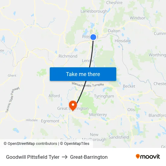 Goodwill Pittsfield Tyler to Great-Barrington map