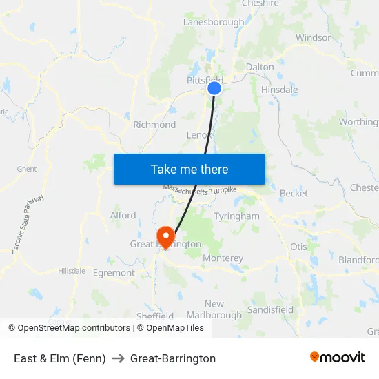 East & Elm (Fenn) to Great-Barrington map