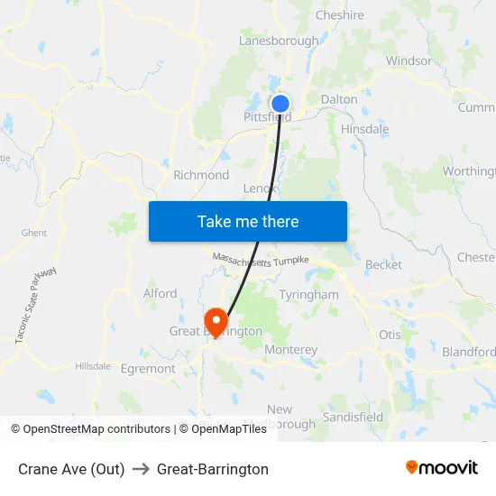 Crane Ave (Out) to Great-Barrington map