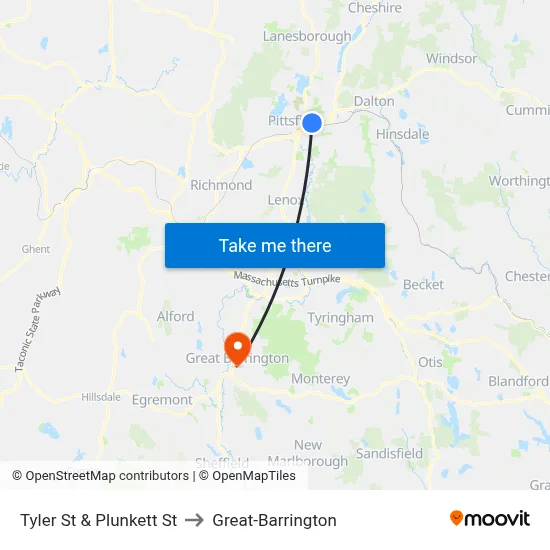 Tyler St & Plunkett St to Great-Barrington map