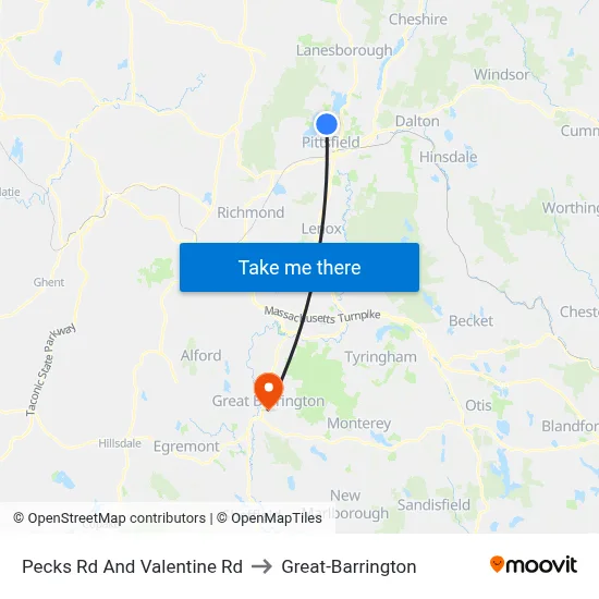 Pecks Rd And Valentine Rd to Great-Barrington map