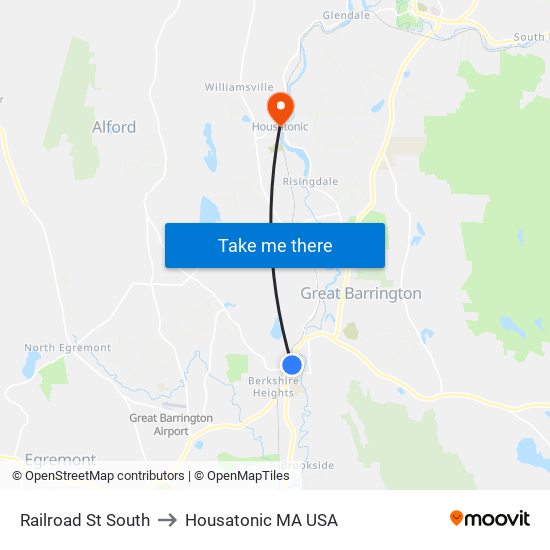 Railroad St South to Housatonic MA USA map