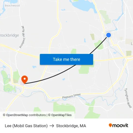 Lee (Mobil Gas Station) to Stockbridge, MA map