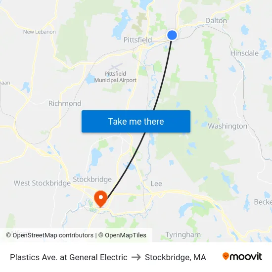 Plastics Ave. at General Electric to Stockbridge, MA map